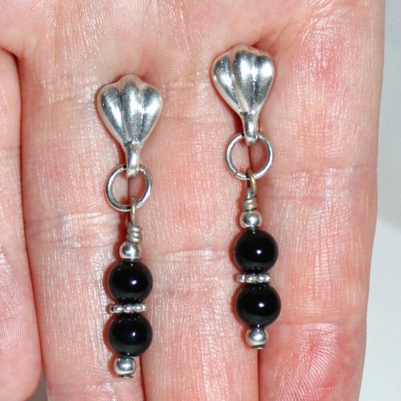 Sterling Silver Beaded Dangle Earrings - Picture 5 of 5